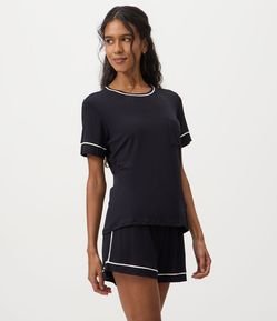 Pijama Short Doll em Viscolycra com Viés Contrastantes