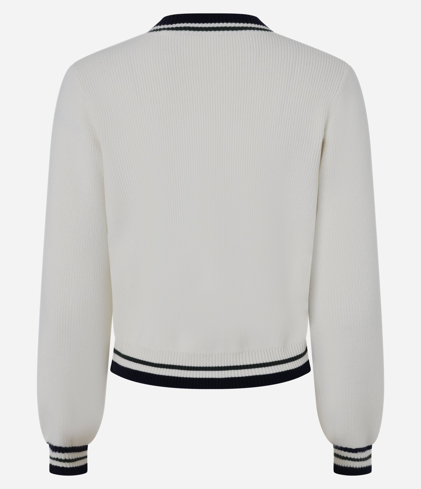 Cardigan em Tricô com Detalhes em Listras Contrastantes Branco 7