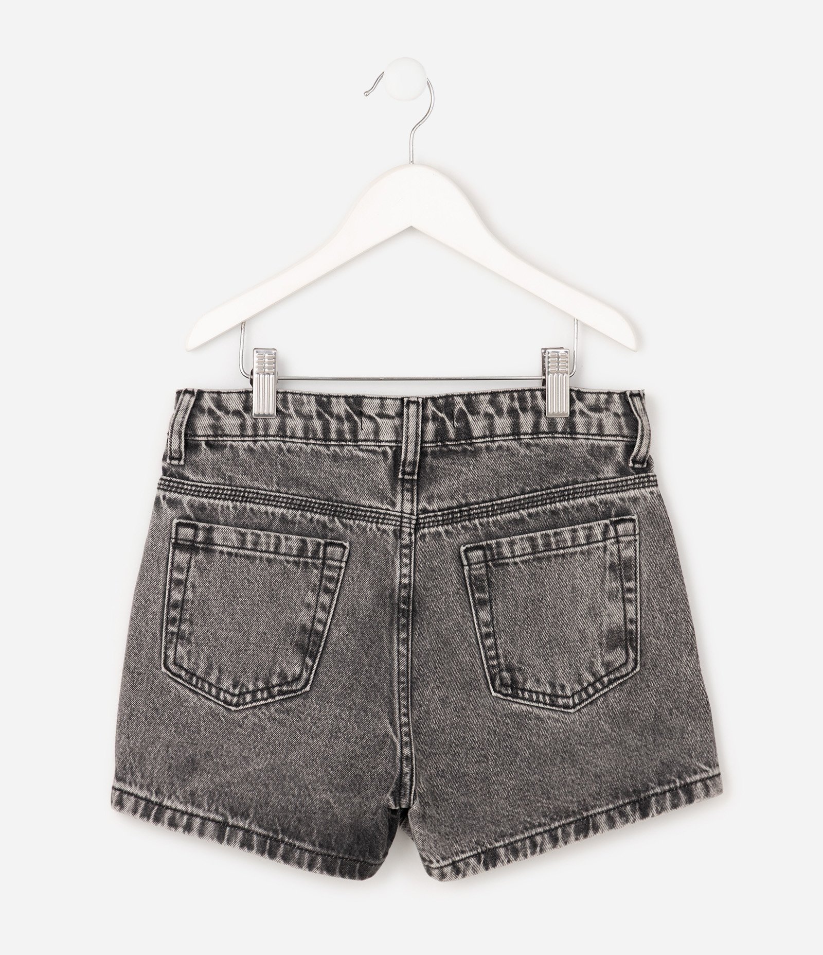 Bermuda Infantil Jeans com Strass Aplicado – Tam 5 a 16 Anos Cinza Escuro 2