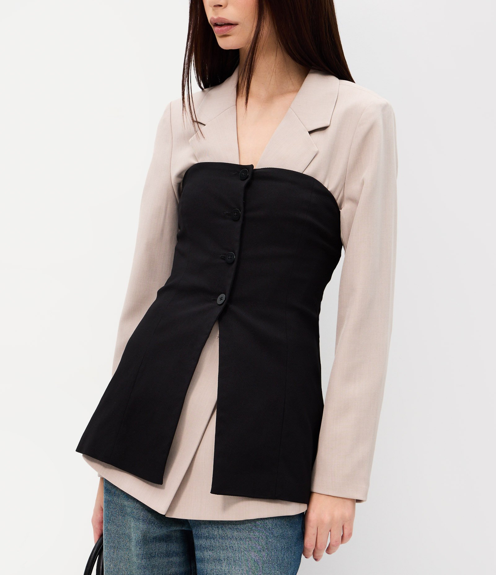 Blusa Tomara que Caia em Bengaline com Botões Preto 3
