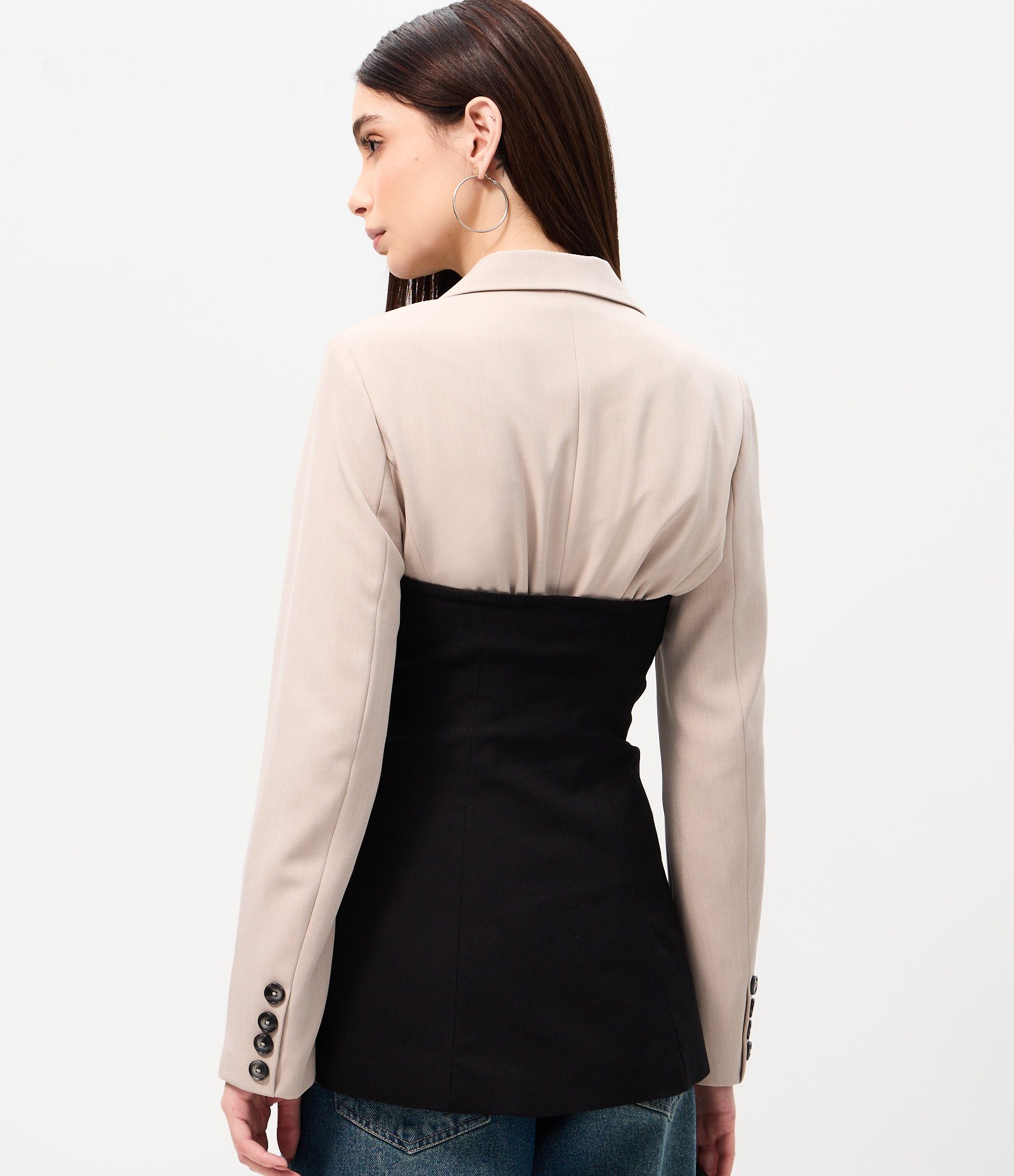 Blusa Tomara que Caia em Bengaline com Botões Preto 4