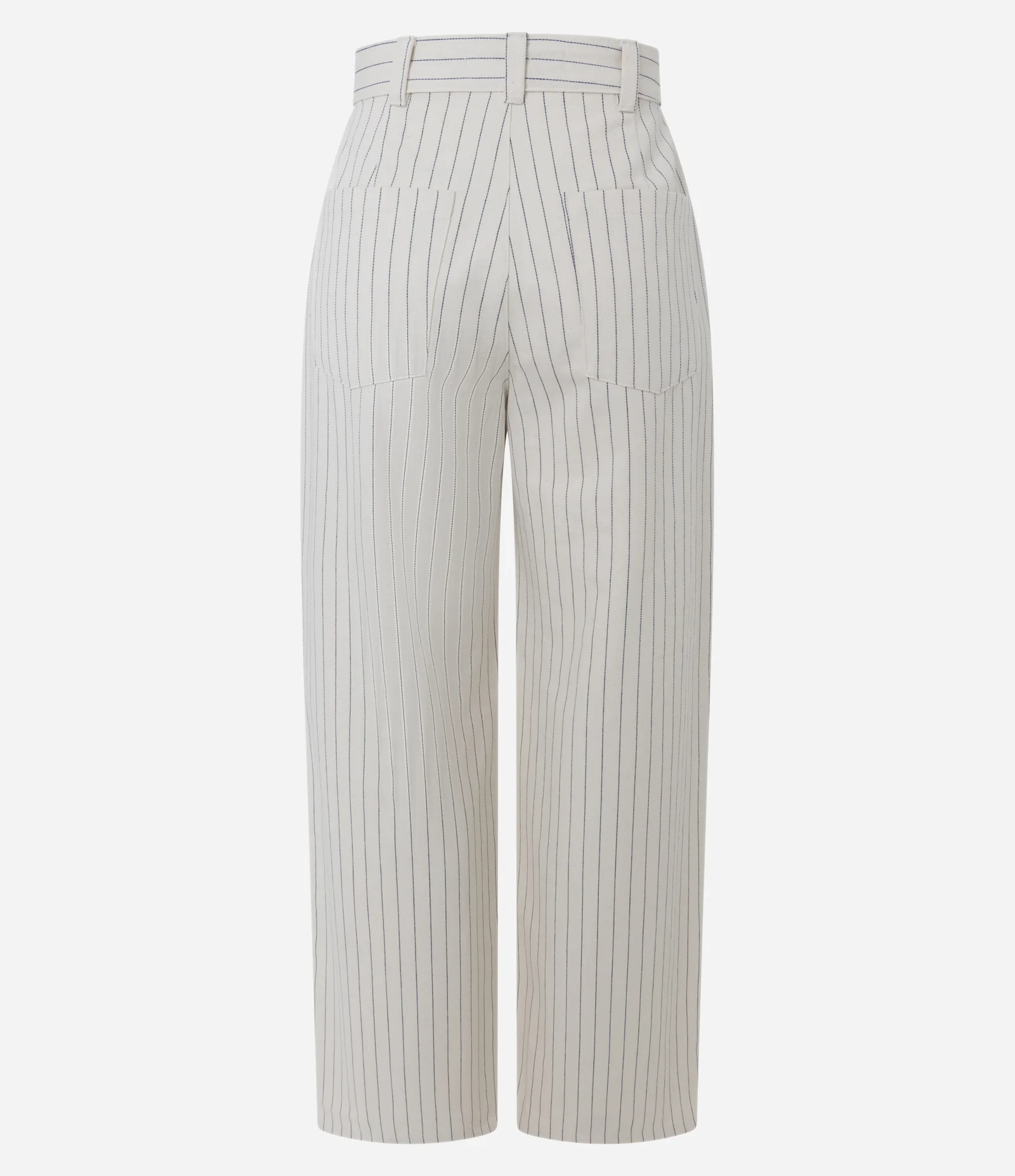 Calça Wide Leg com Cintura Alta e Estampa Listrada Branco 6