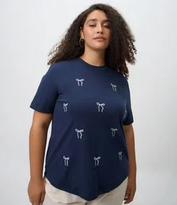 Blusa Regular em Algodão com Laços Curve & Plus Size