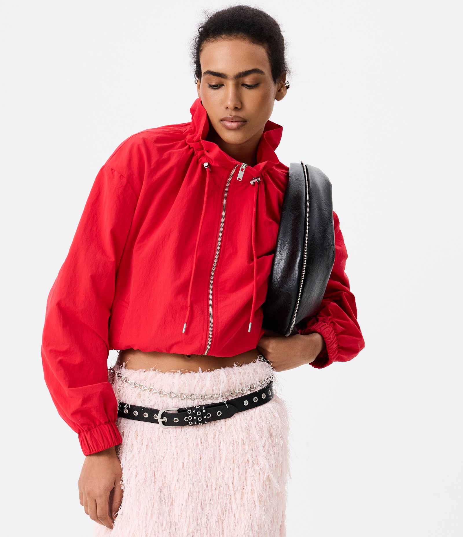 Jaqueta com Gola Alta Ajustável Vermelho 1