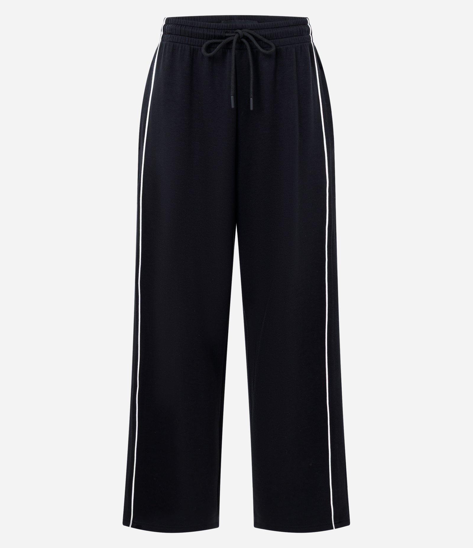 Calça em Moletom com Felpa e Listras Laterais Contrastantes Preto 1