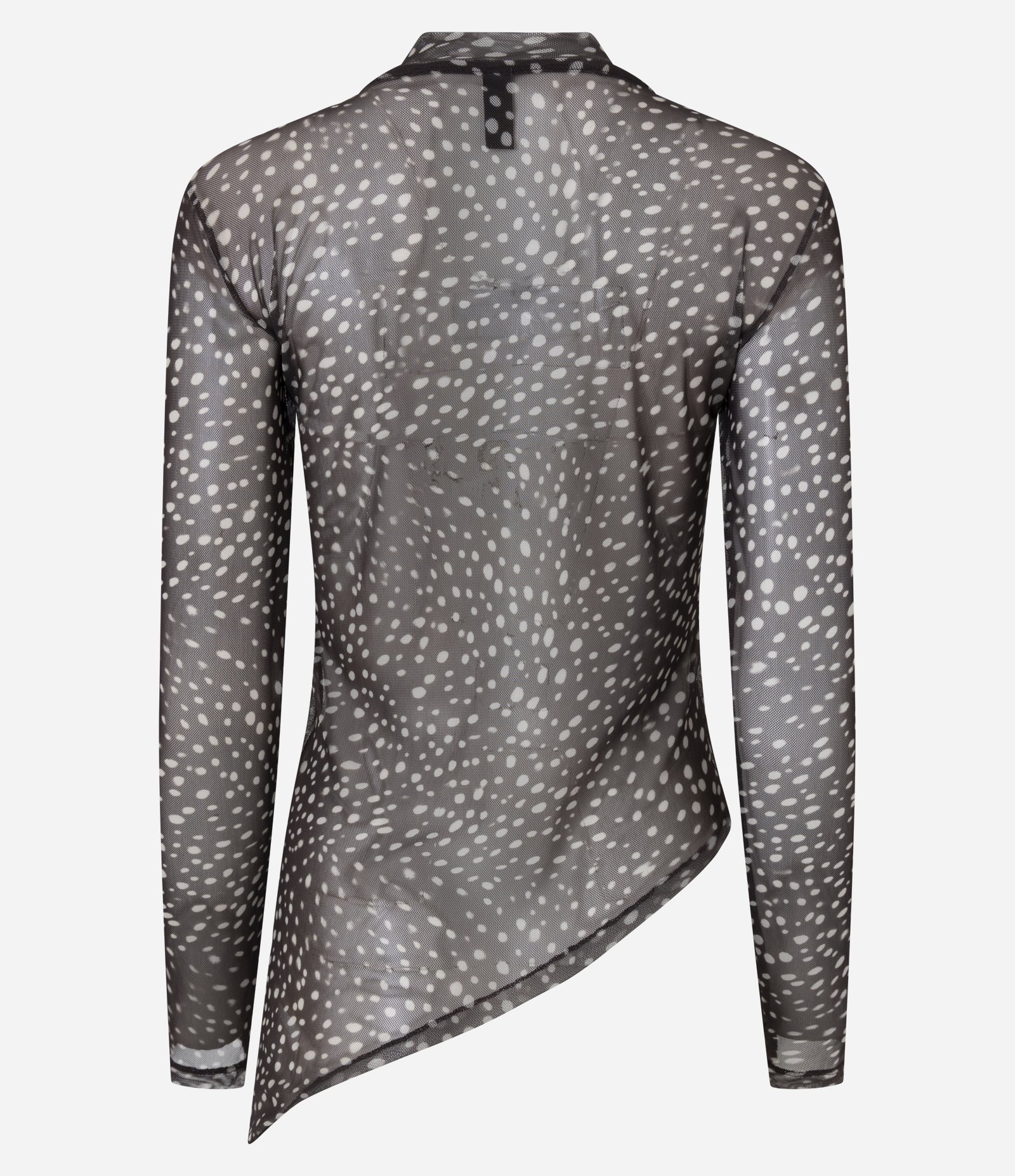 Blusa em Tule com Animal Print e Barra Assimétrica Marrom 6