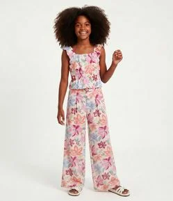 Blusa Infantil Com Alcinha e Estampa Floral - Tam 5 a 14 Anos