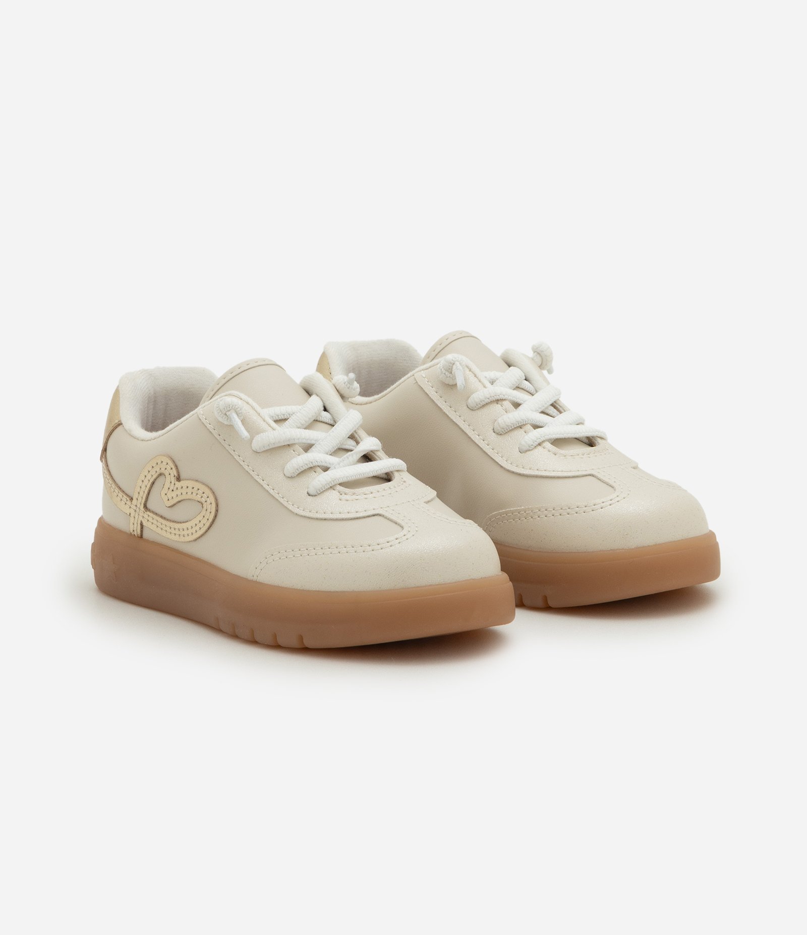 Tênis Infantil Solado com LED e Detalhe Dourado – Tam 20 a 26 Off White 5