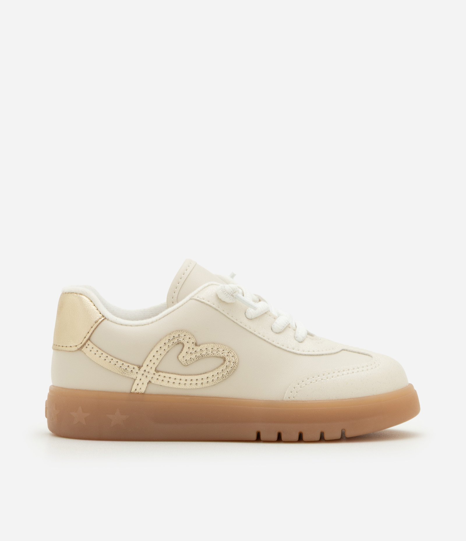 Tênis Infantil Solado com LED e Detalhe Dourado – Tam 20 a 26 Off White 6