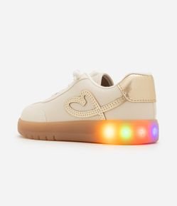 Tênis Infantil Solado com LED e Detalhe Dourado – Tam 20 a 26