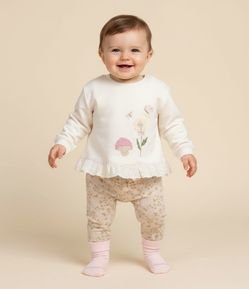 Conjunto Bebê com Estampa Floral com Cogumelos – Tam 0 a 18 Meses