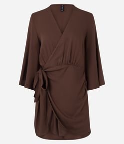 Vestido Curto em Crepe com Transpasse e Amarração