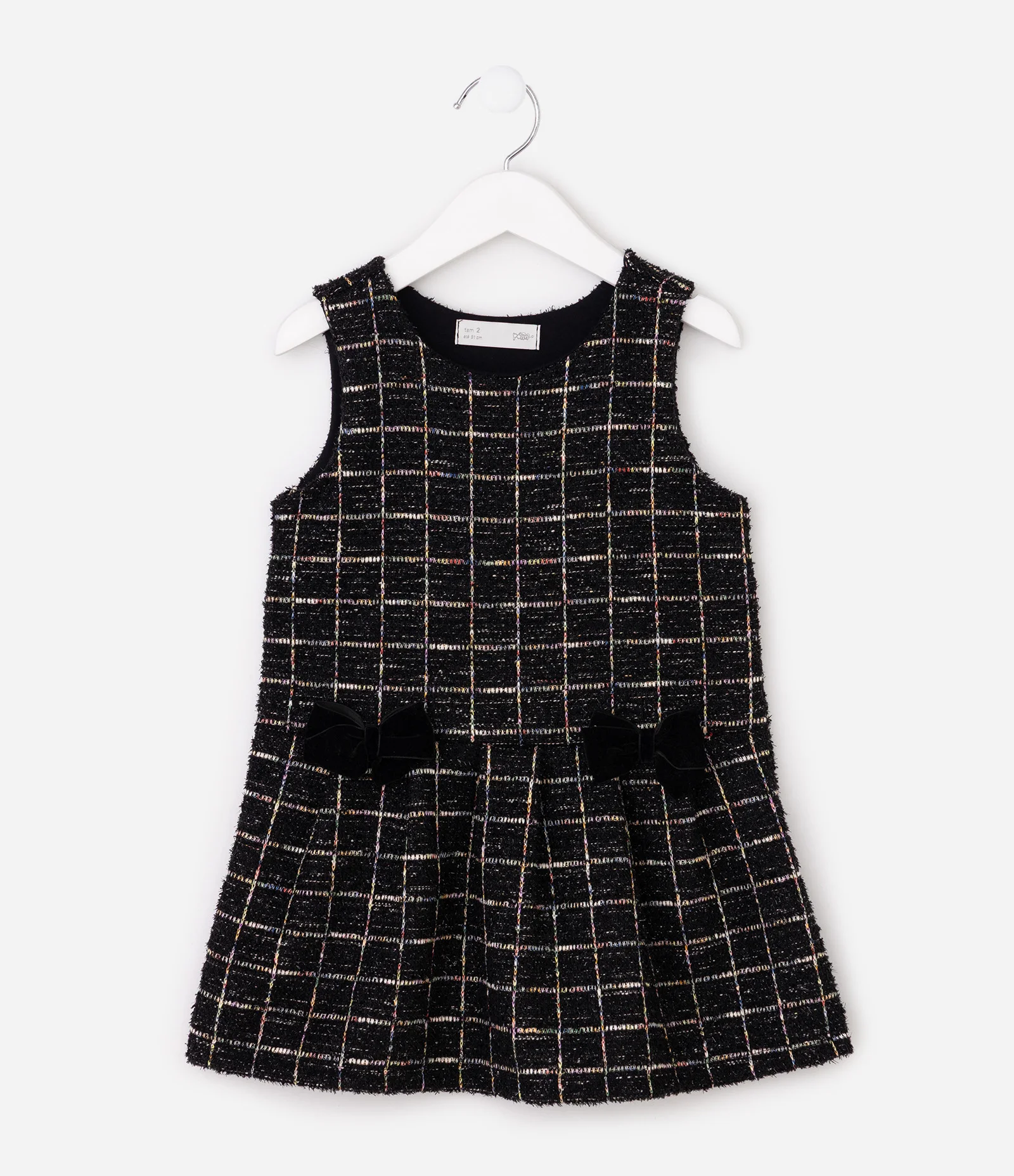 Vestido Evasê Infantil em Tweed com Laços Aplicados – Tam 1 a 6 Anos Preto 2