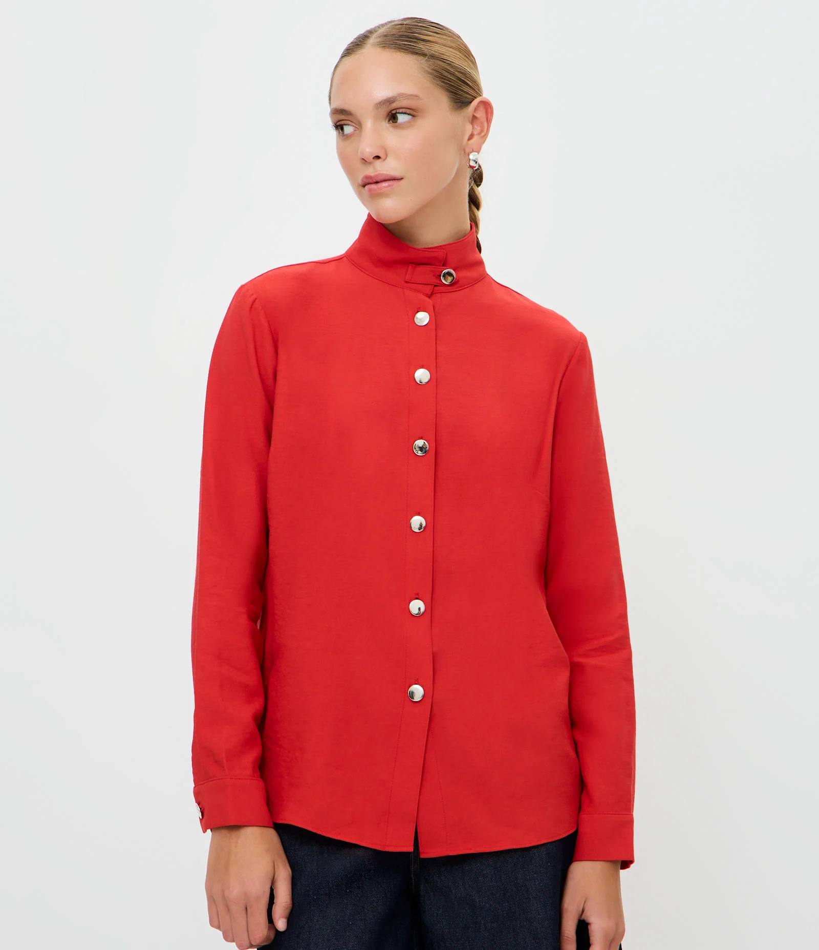 Camisa Gola Funnel em Viscose Laranja 1