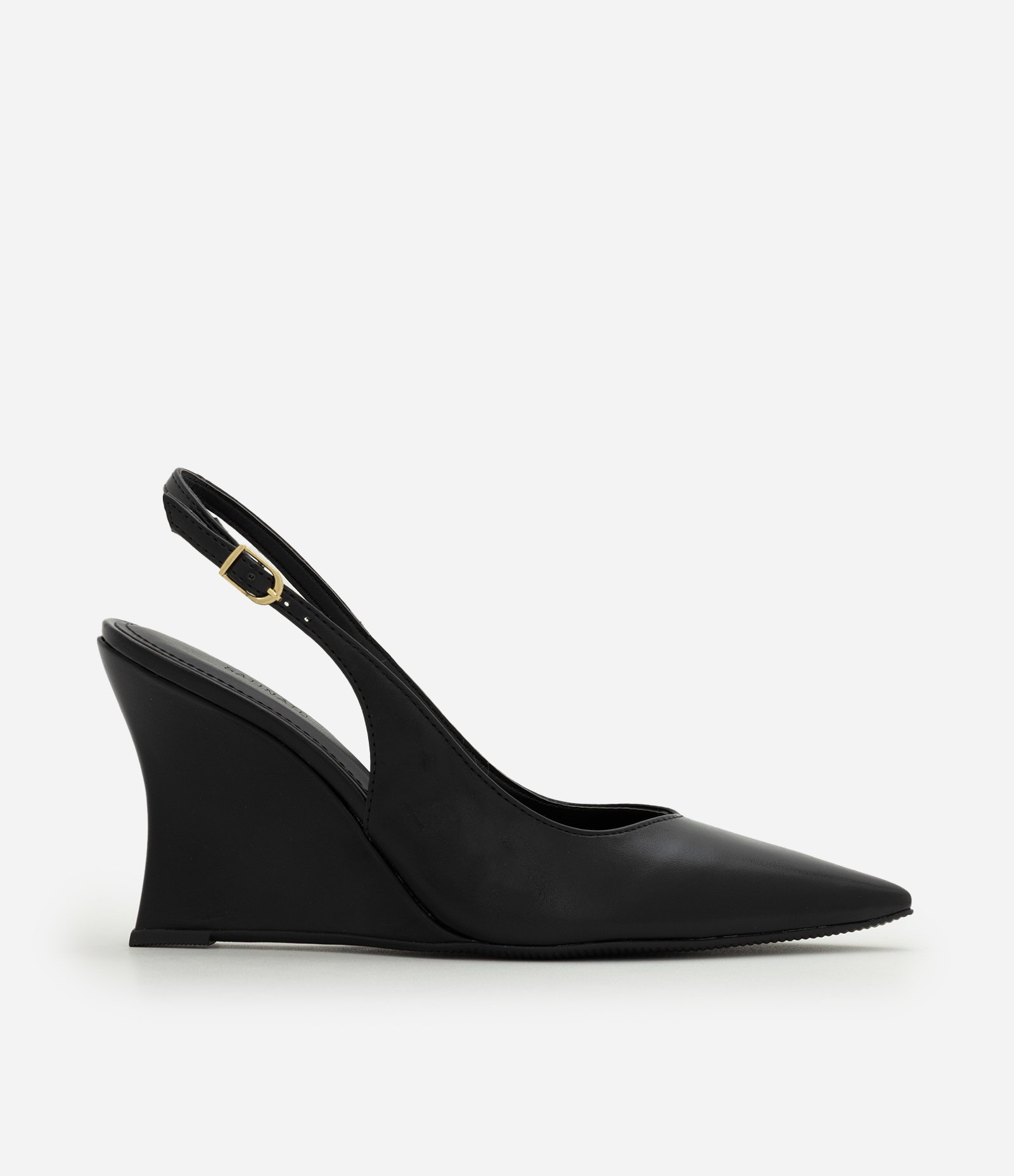 Sapato Slingback em PU com Salto Anabela Preto 1