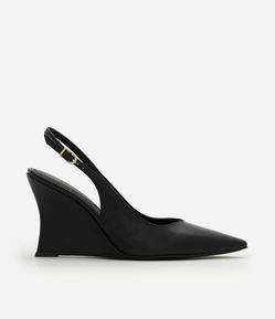 Sapato Slingback em PU com Salto Anabela