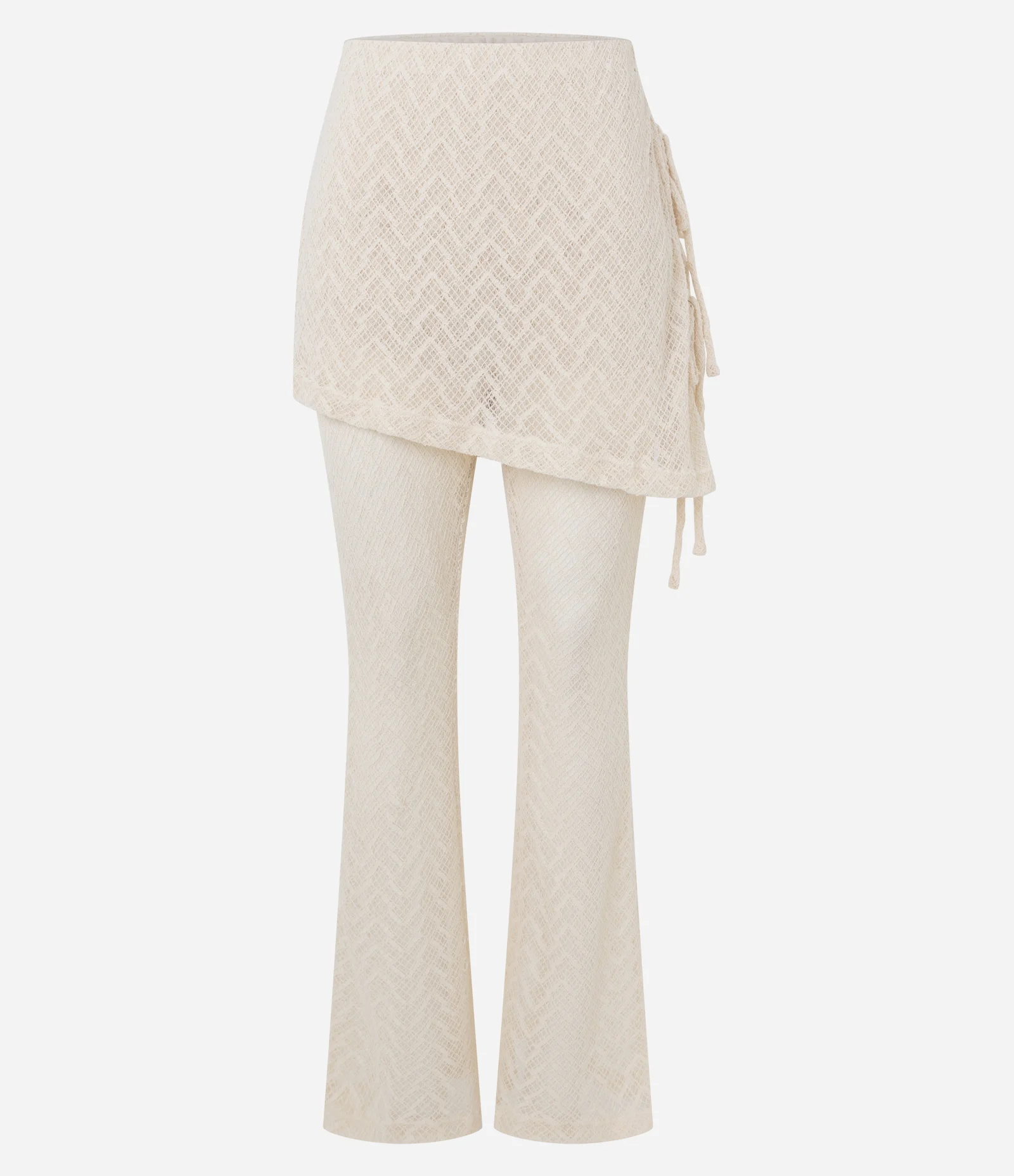 Calça com Efeito Crochê e Saia Sobreposta Off White 5