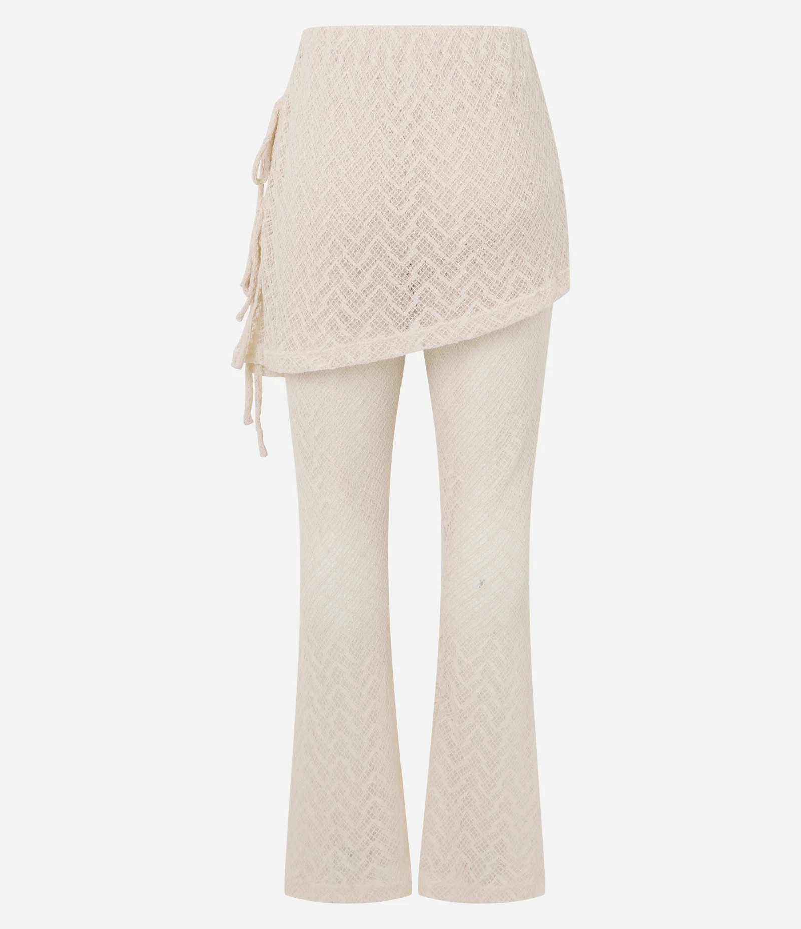 Calça com Efeito Crochê e Saia Sobreposta Off White 7