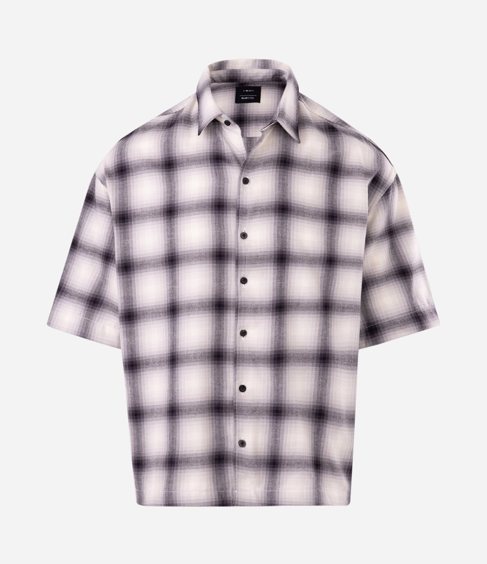 Camisa Boxy em Algodão com Estampa Xadrez Preto/Bege 5