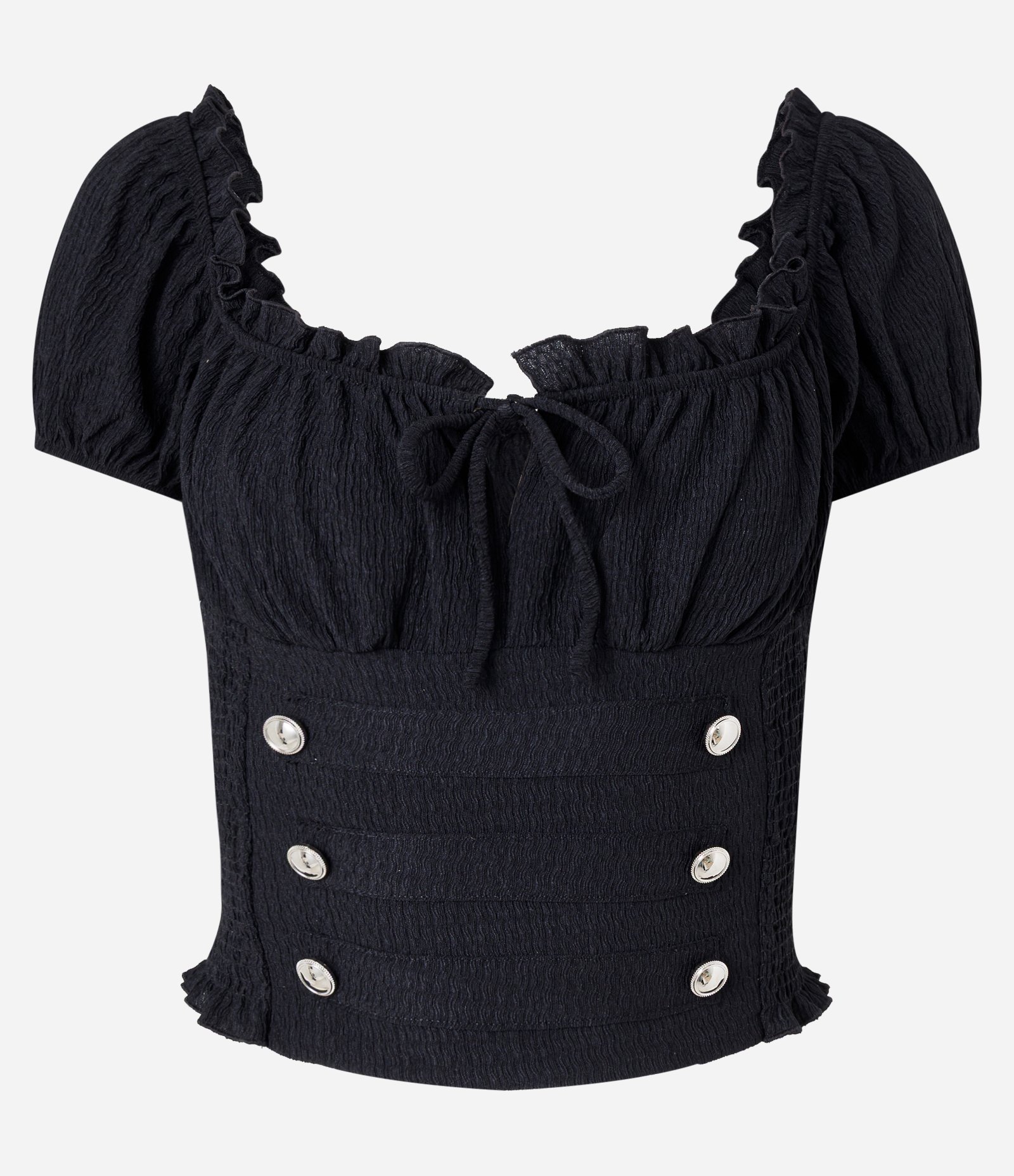 Blusa Corpete Ajustada com Detalhes Decorativos Preto 4