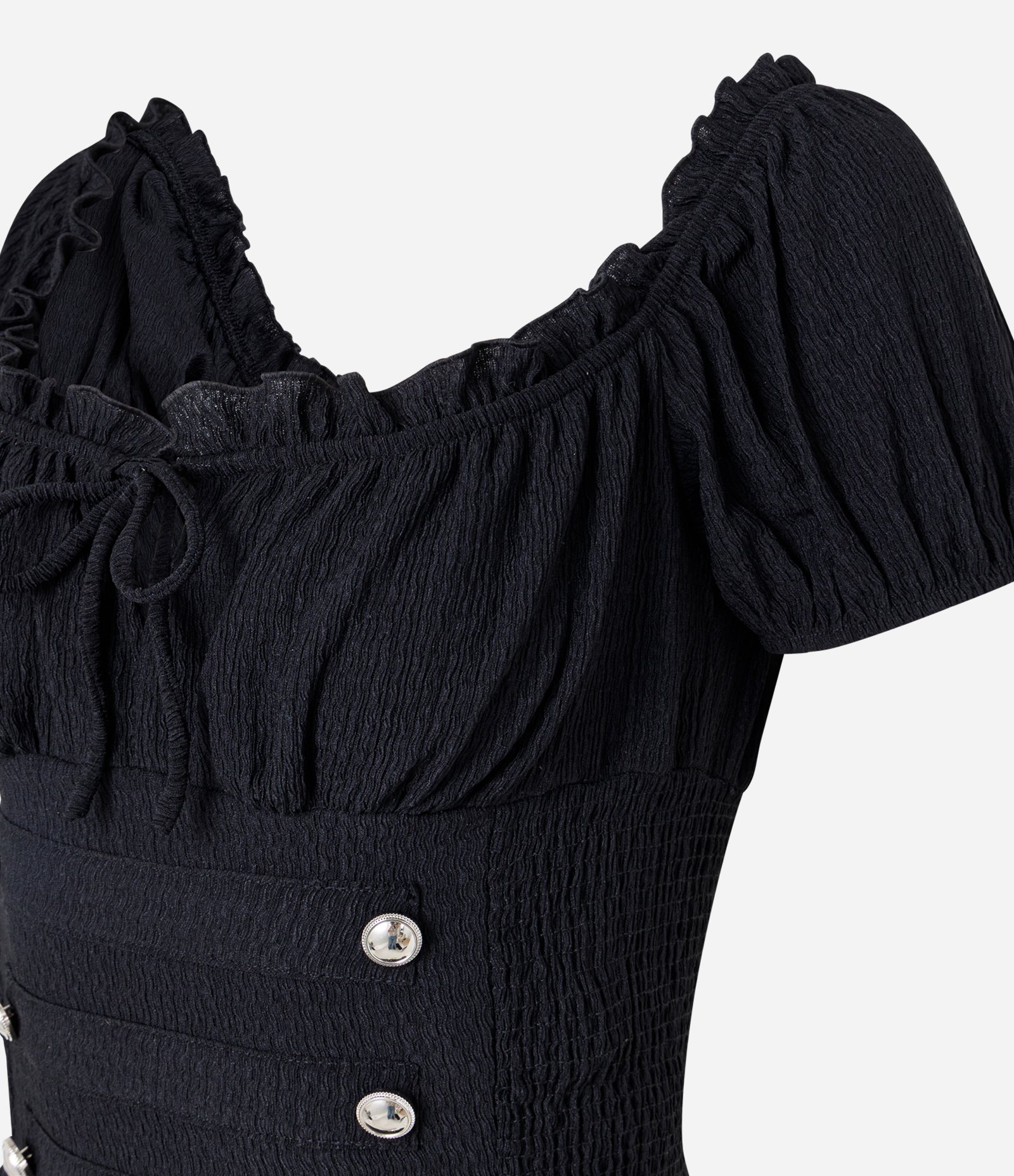 Blusa Corpete Ajustada com Detalhes Decorativos Preto 5