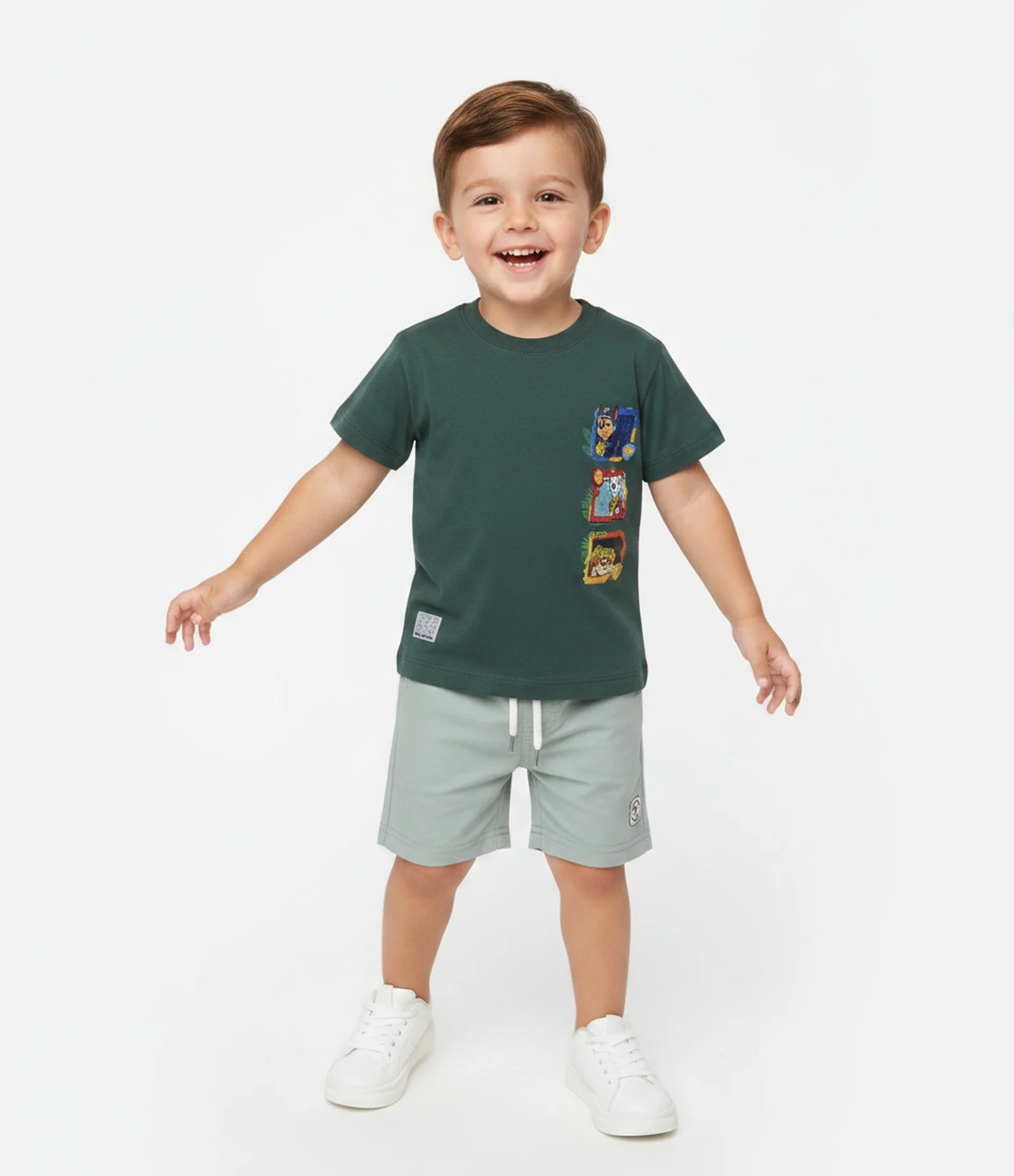 Camiseta Relaxed em Algodão com Estampa Patrulha Canina Infantil - Tam  2 a 6 Anos Verde 1