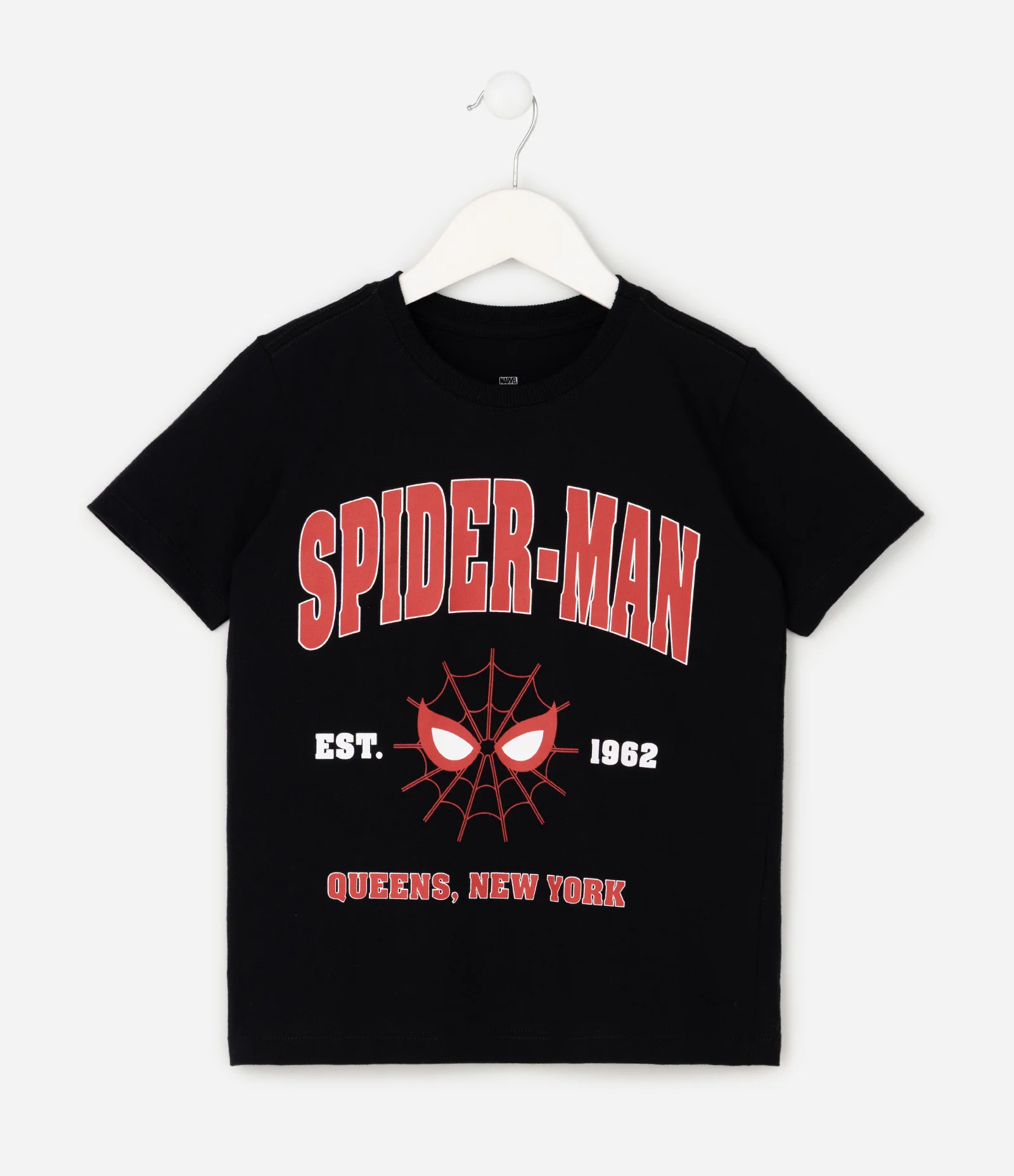 Camiseta Infantil em Algodão Spider Man Est 1962 - Tam 4 a 12 Anos Preto 2