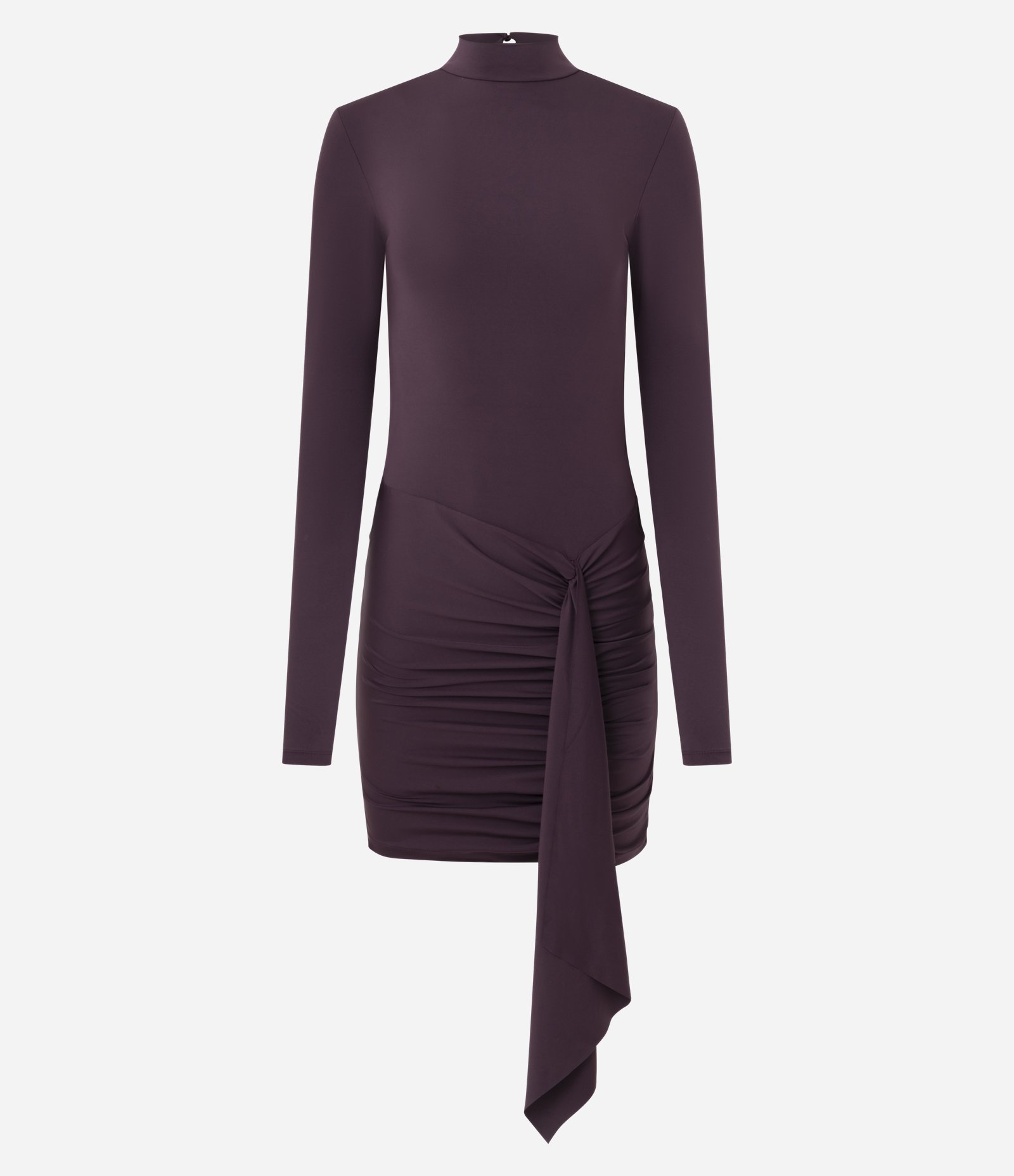 Vestido em Microfibra com Nó Frontal e Abertura nas Costas Bordô 1