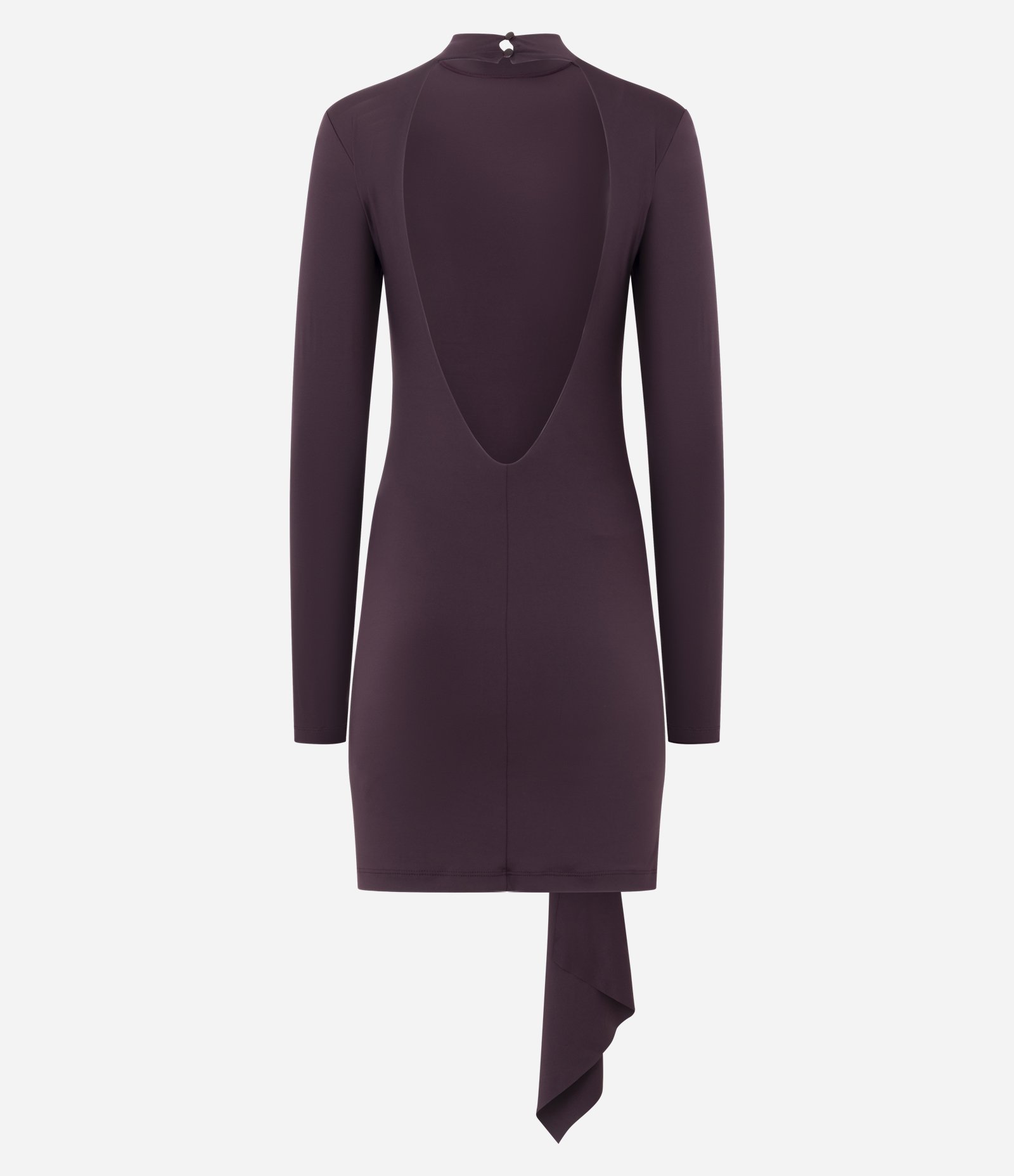 Vestido em Microfibra com Nó Frontal e Abertura nas Costas Bordô 2