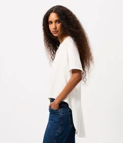 Camiseta Ampla com Barra Mullet em Algodão