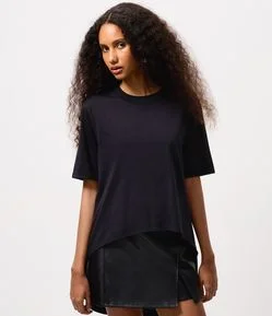 Camiseta Ampla com Barra Mullet em Algodão