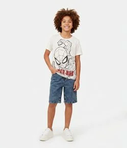 Camiseta em Algodão com Estampa Spider Man Outline - Tam 4 a 12 Anos