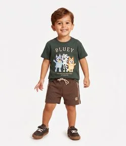Camiseta Infantil Bluey com Lettering e Estampa Frontal - Tam 2 a 6 Anos