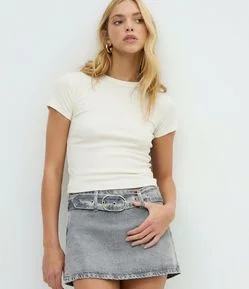 Blusa Básica em Algodão Peruano com Mangas Curtas