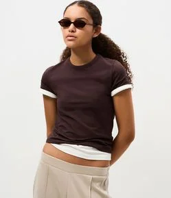 Blusa Básica em Algodão Peruano com Mangas Curtas