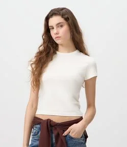 Blusa Básica em Algodão Peruano com Mangas Curtas