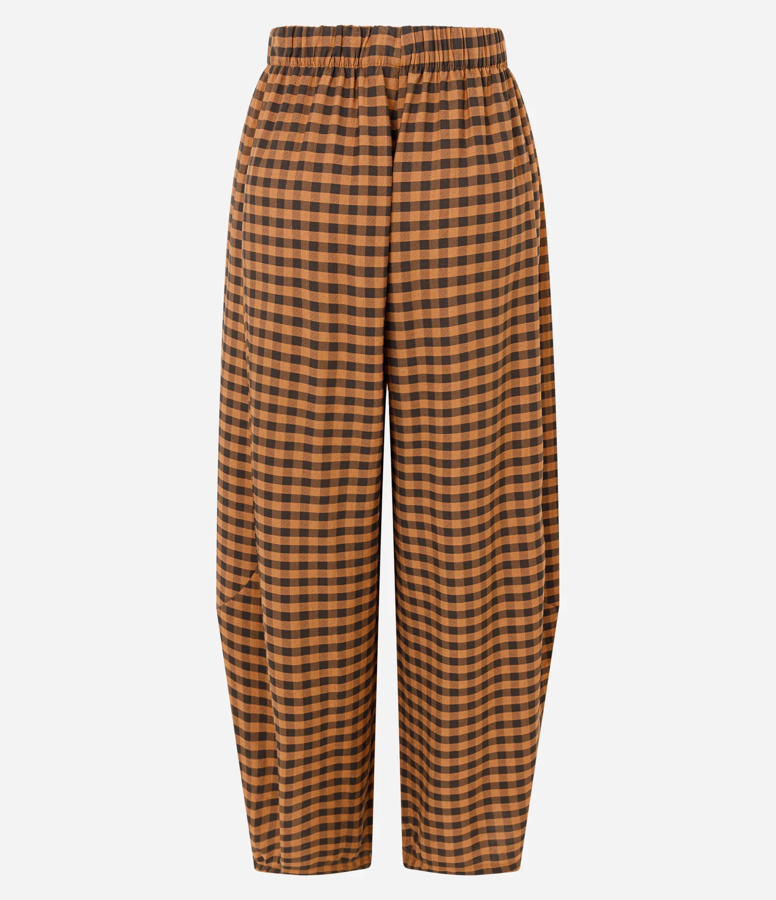 Calça Barrel em Viscolinho Xadrez Marrom 2