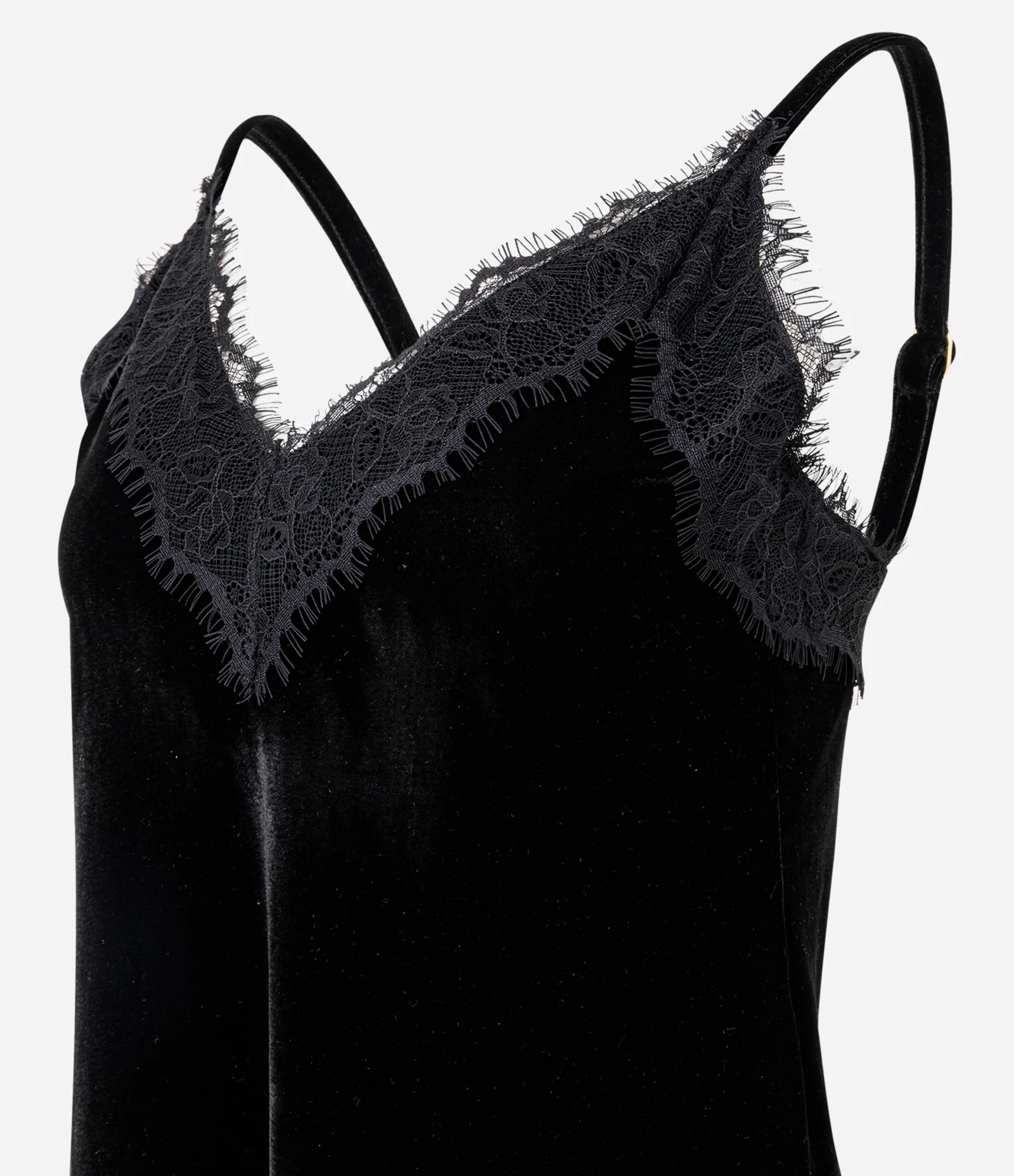 Blusa em Veludo com Barra Assimétrica e Renda Aplicada Preto 2