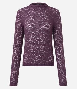 Blusa Justinha em Renda com Manga Longa