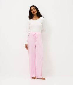 Calça de Pijama em Viscose com Estampa Listrada