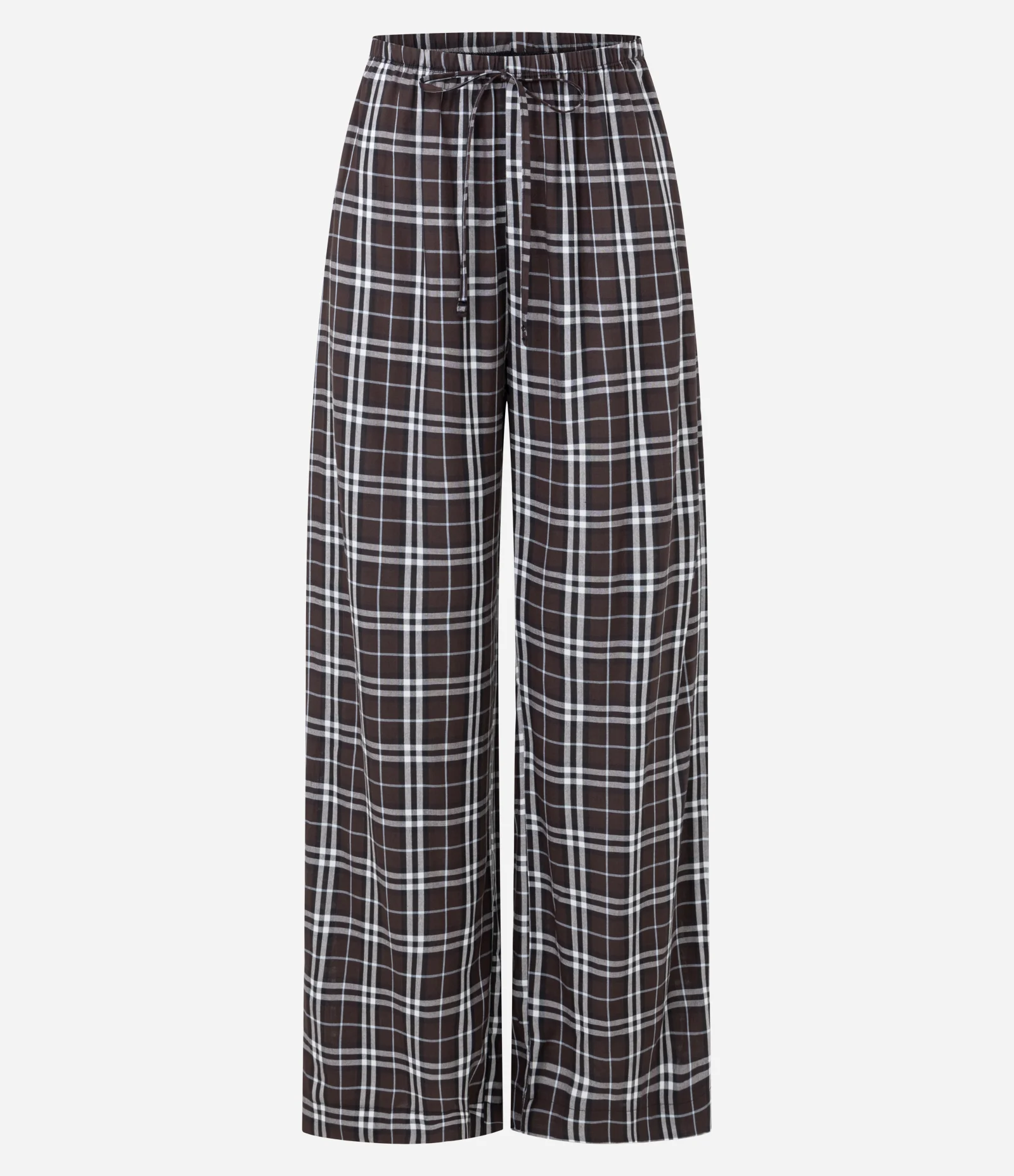 Calça de Pijama Xadrez com Cós Elástico Marrom 1