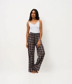 Calça de Pijama Xadrez com Cós Elástico