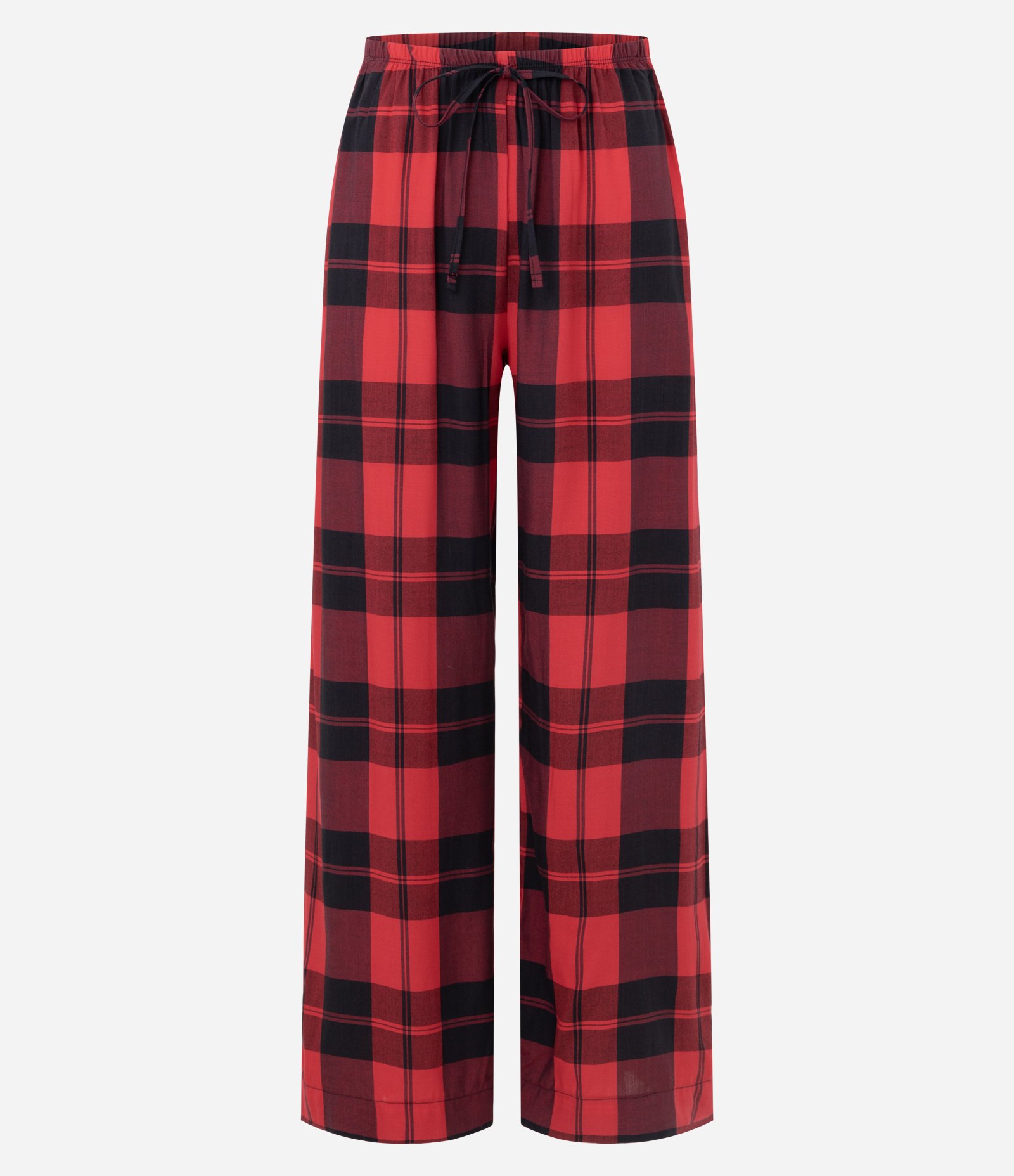 Calça de Pijama em Viscose com Estampa Xadrez Vermelho/Preto 1