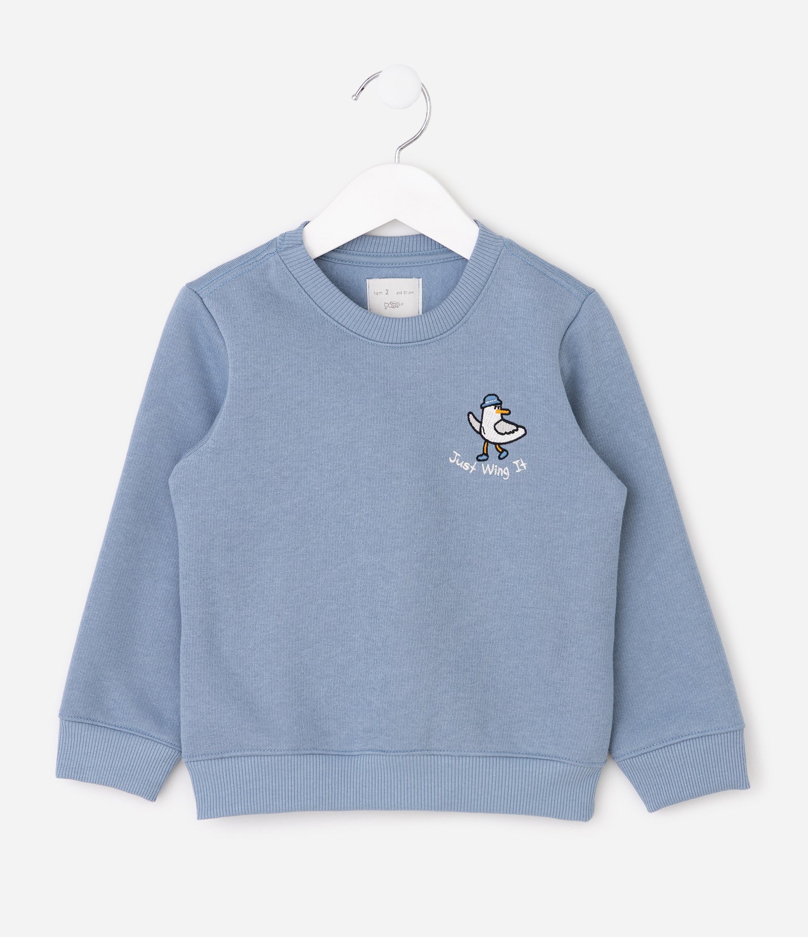 Casaco Infantil Fleece com Ave Bordado – Tam 1 a 6 Anos Azul Claro 1