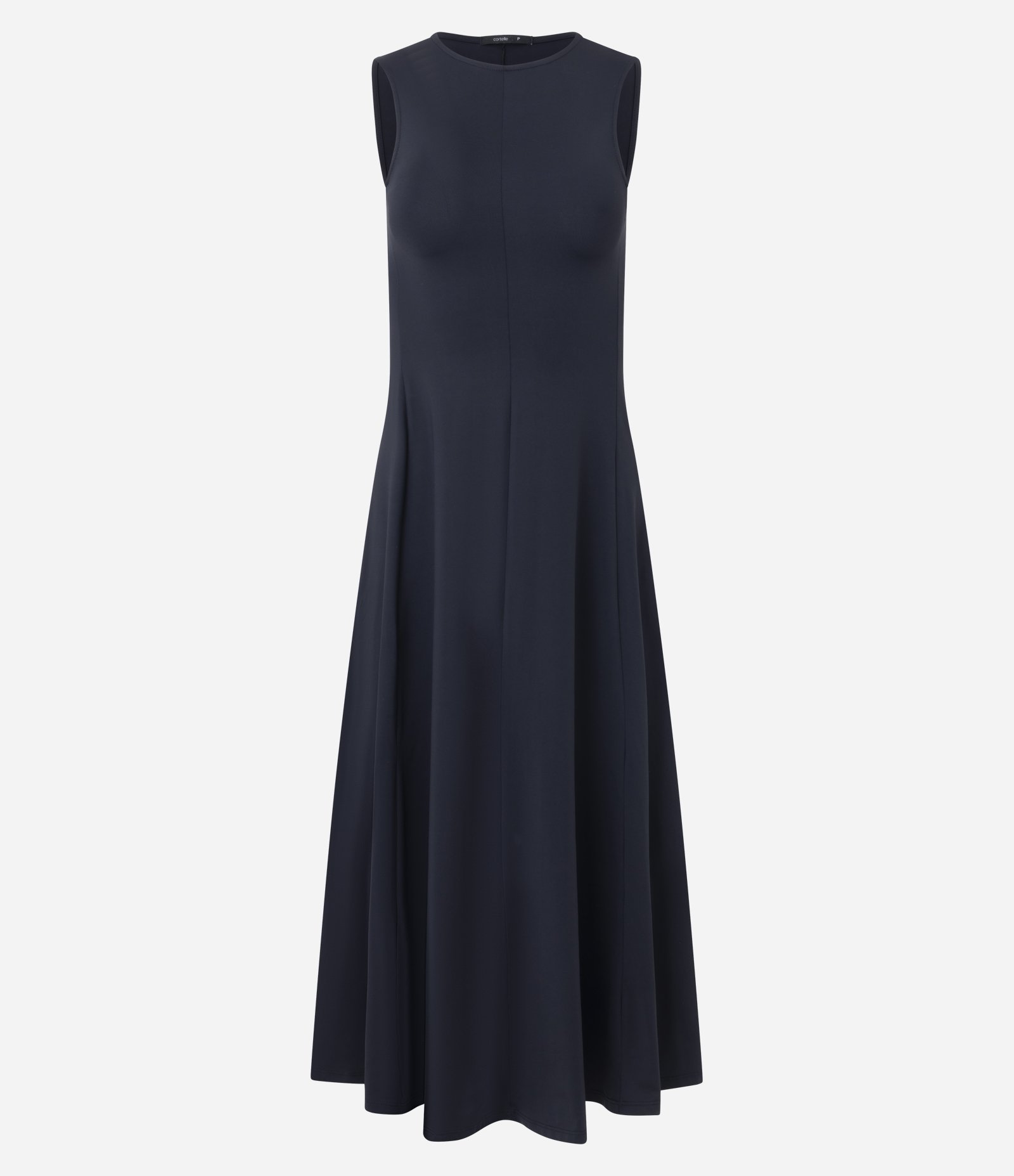 Vestido Evasê Longo em Poliamida com Decote Fechado Preto 1