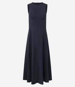 Vestido Evasê Longo em Poliamida com Decote Fechado