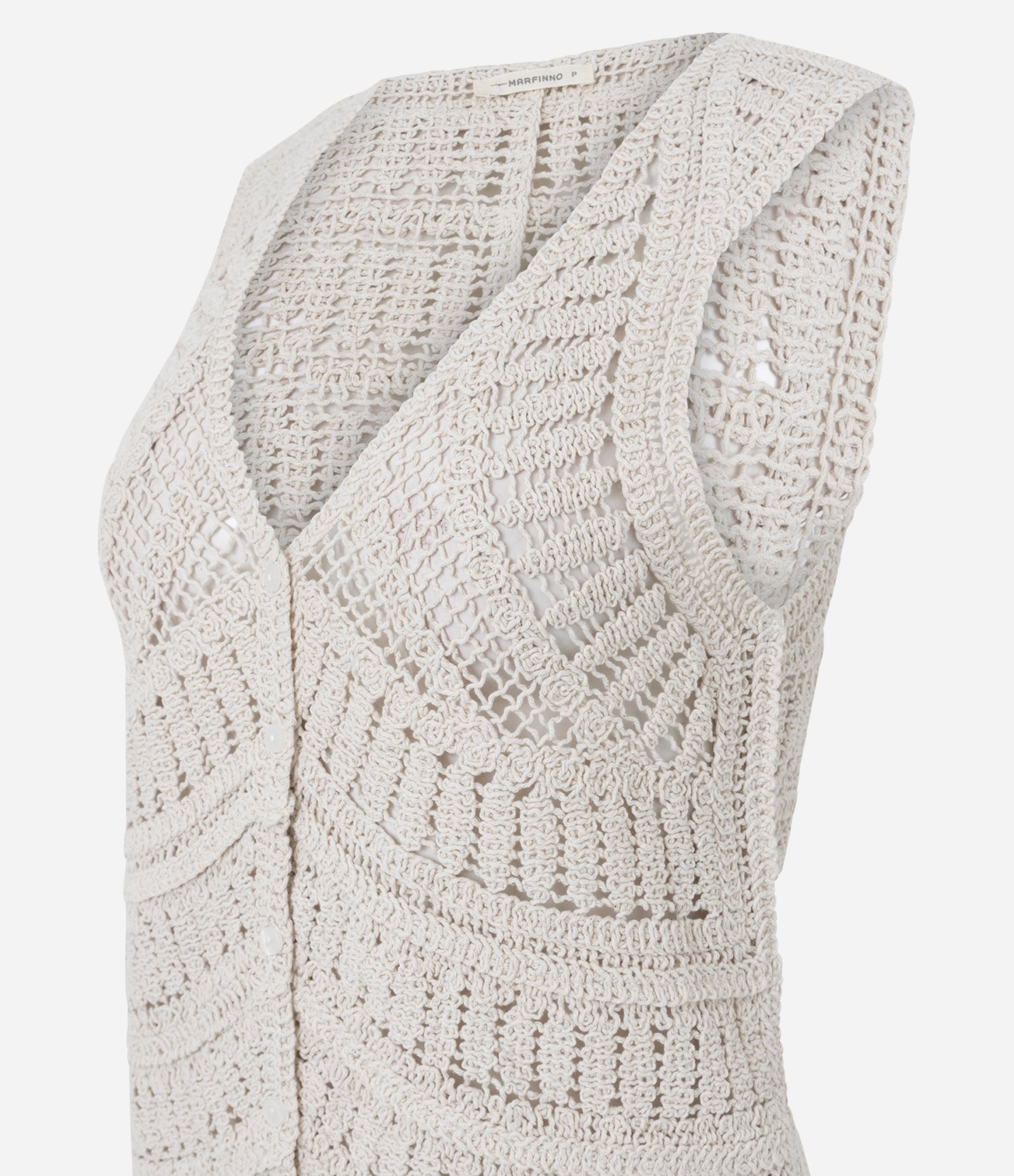 Blusa em Crochê com Barra Arredondada Bege 6