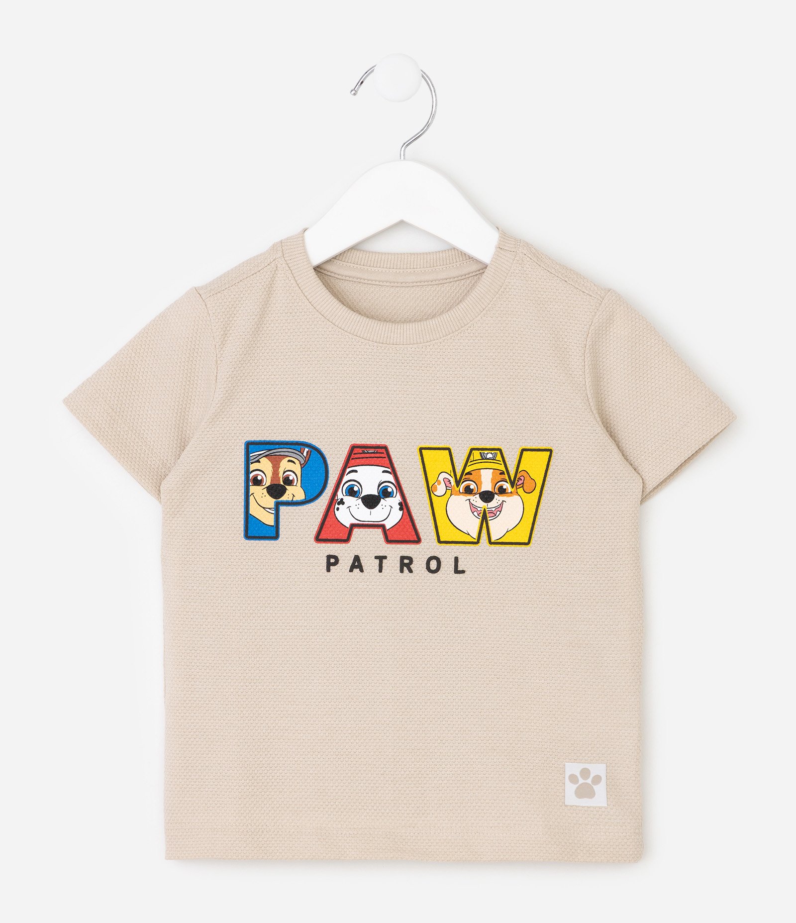 Camiseta Texturizada com Logo Patrulha Canina Infantil - Tam 2 a 6 Anos Bege 2