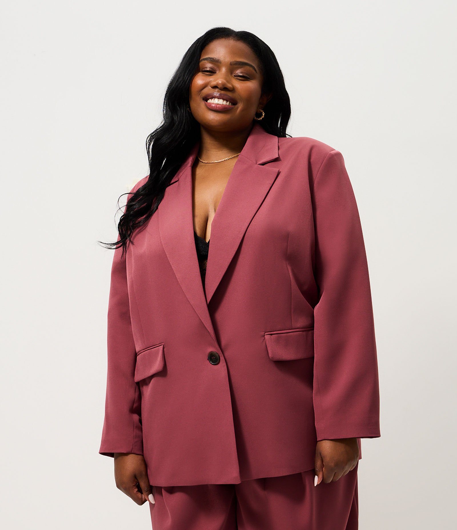 Blazer Oversized Alfaiatado Curve & Plus Size Vermelho 1