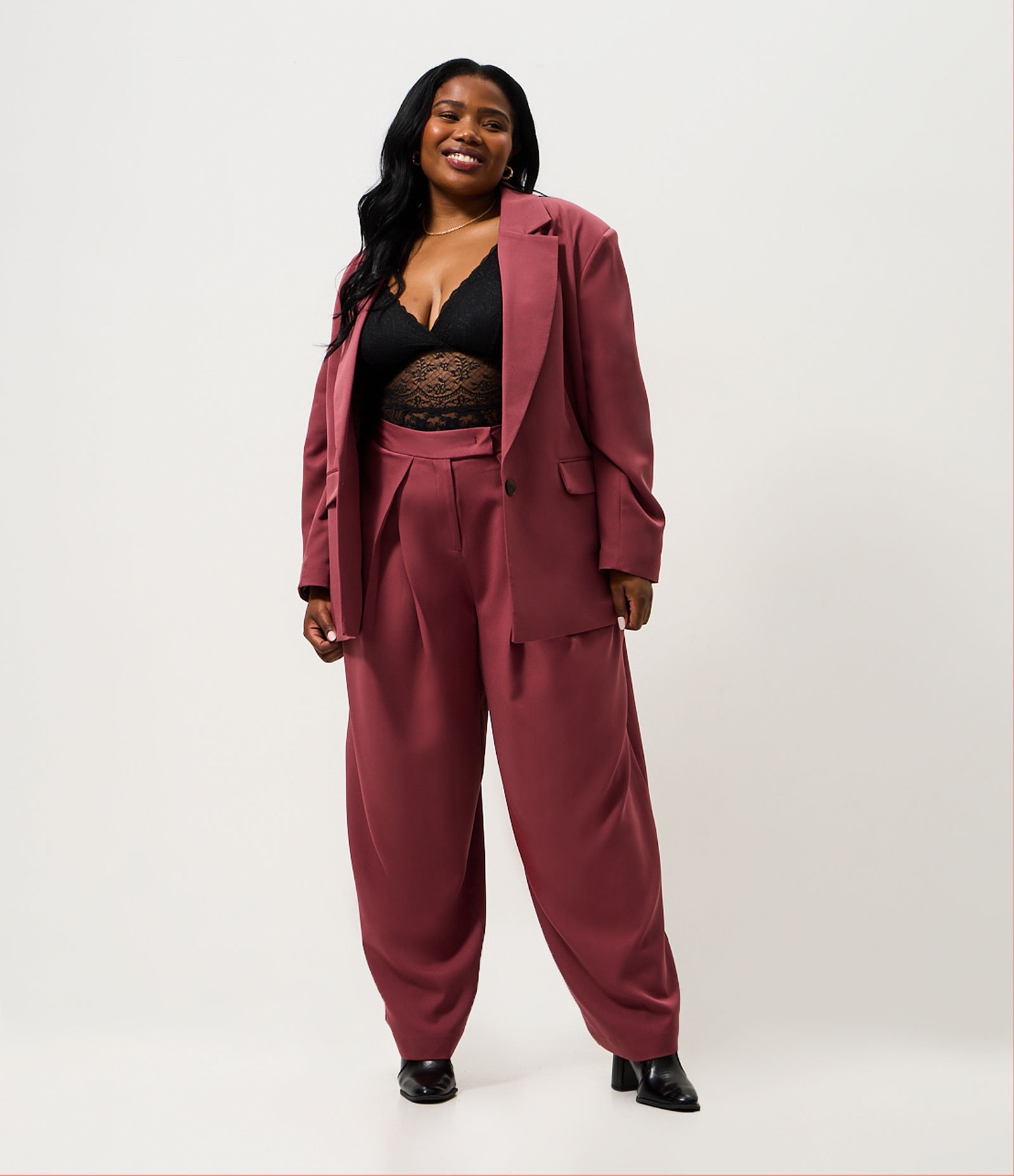 Blazer Oversized Alfaiatado Curve & Plus Size Vermelho 2